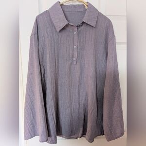 Elegant Women's Purple Tunic Top With Button Up Collar